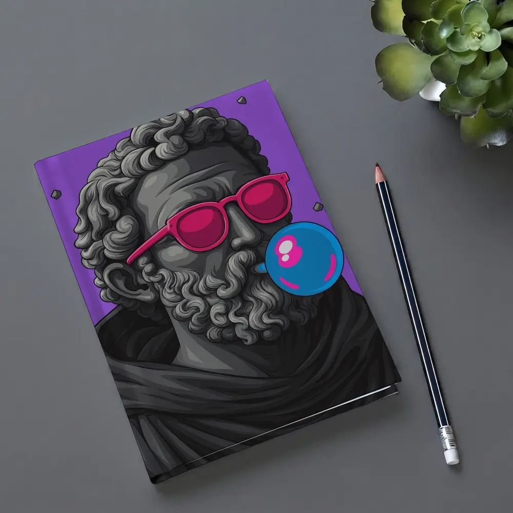 Greek Statue Sunglasses Bubble Gum Purple Background – Notebooks