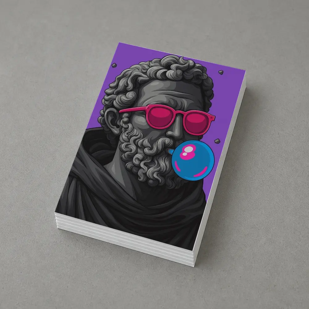 Greek Statue Sunglasses Bubble Gum Purple Background – Postcards