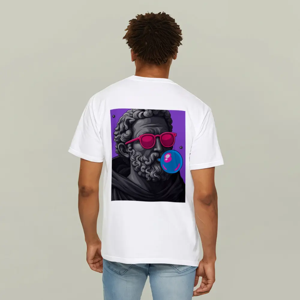 Greek Statue Sunglasses Bubble Gum Purple Background – T-Shirts