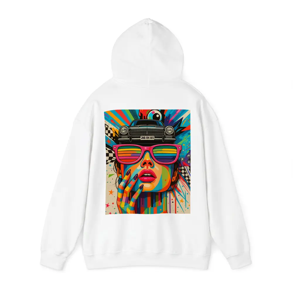 Pop Art Woman Rainbow Glasses Retro Car – Hoodies