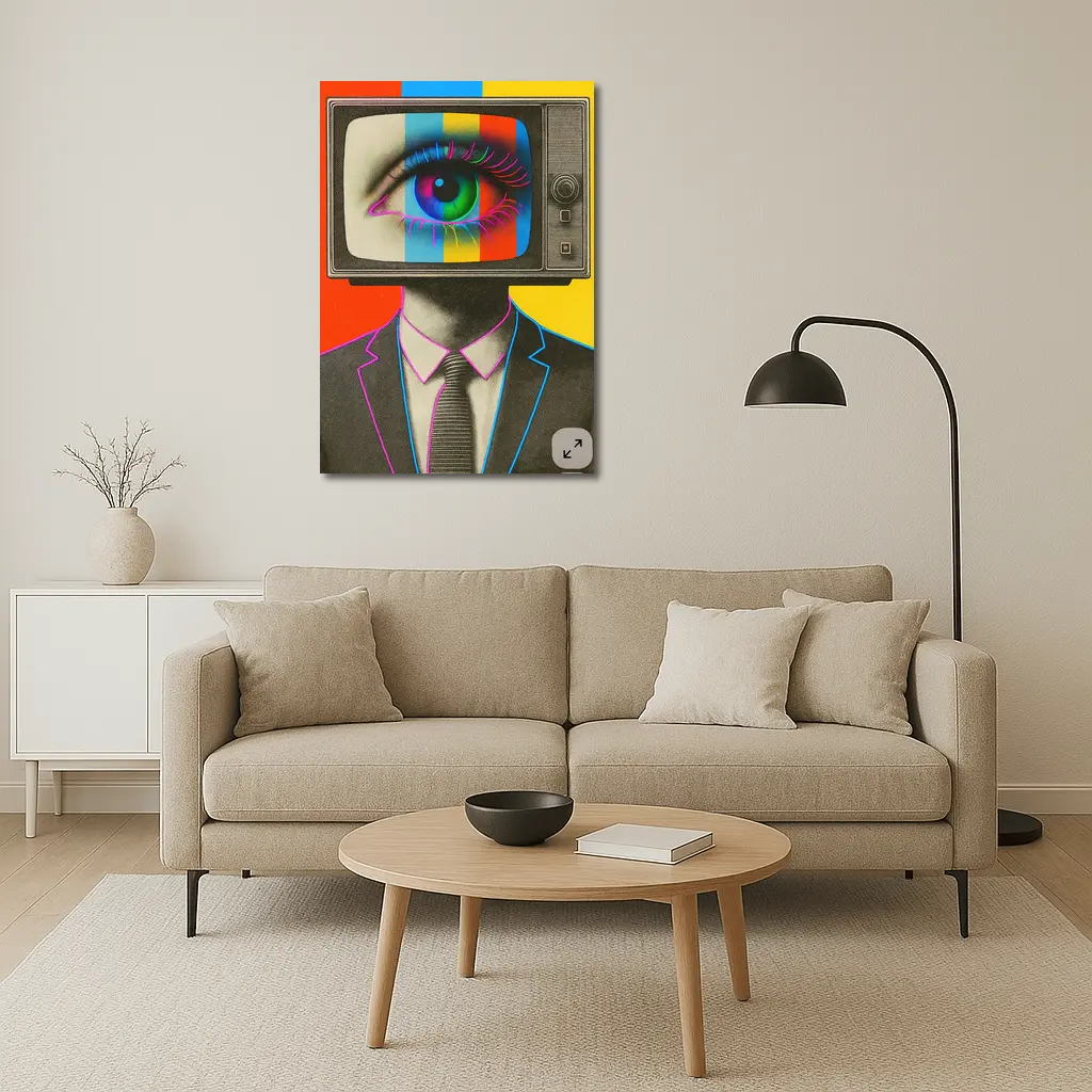 Retro TV Head Man Pop Art Surreal – Wall Art