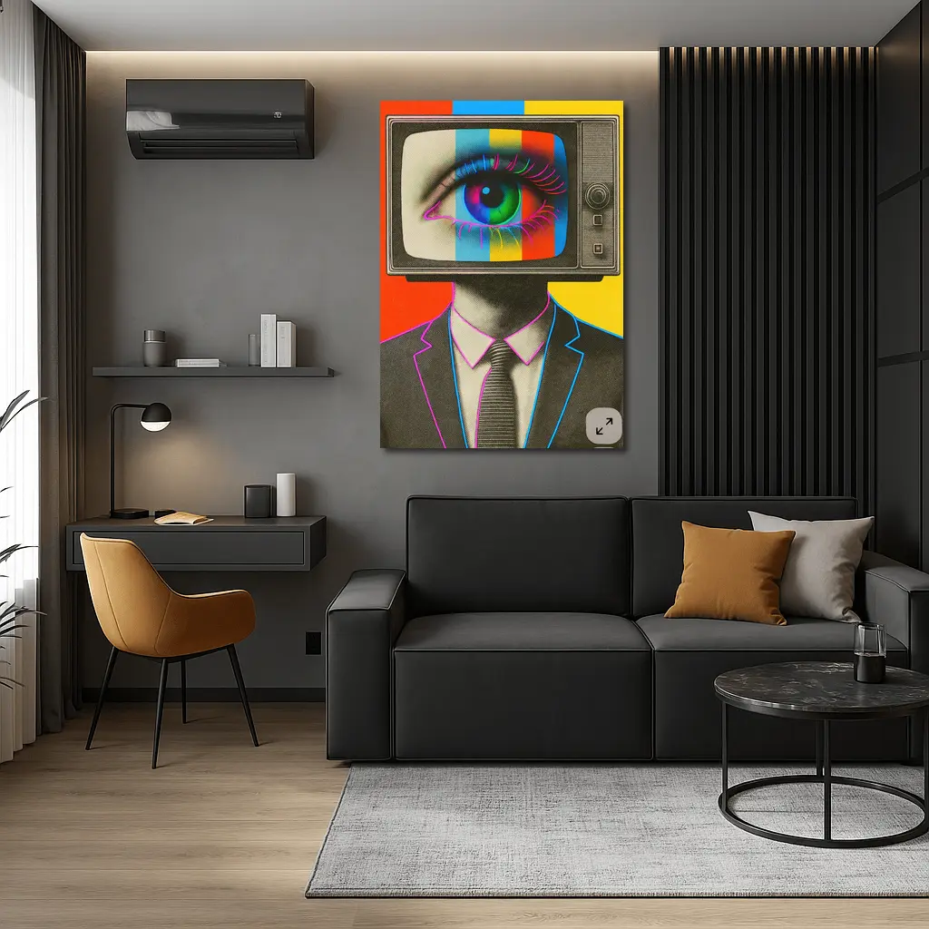 Retro TV Head Man Pop Art Surreal – Wall Art