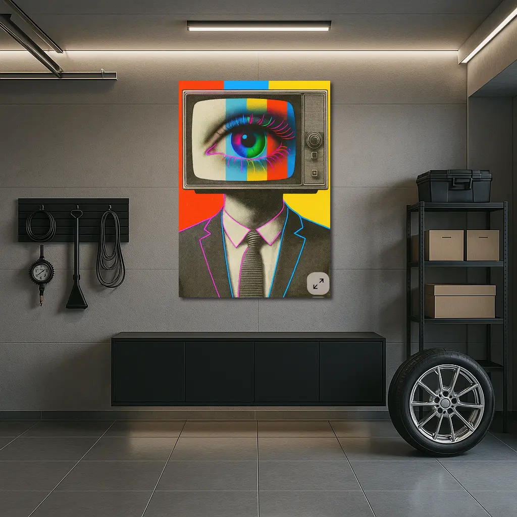 Retro TV Head Man Pop Art Surreal – Wall Art