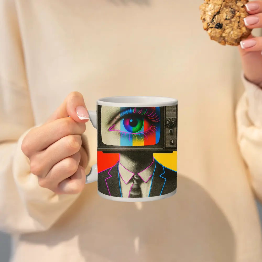 Retro TV Head Man Pop Art Surreal – Mugs