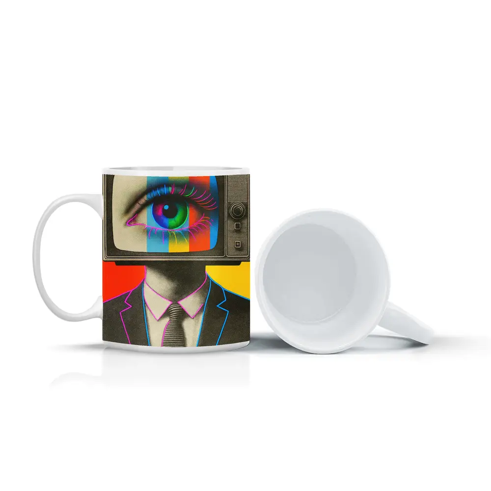 Retro TV Head Man Pop Art Surreal – Mugs