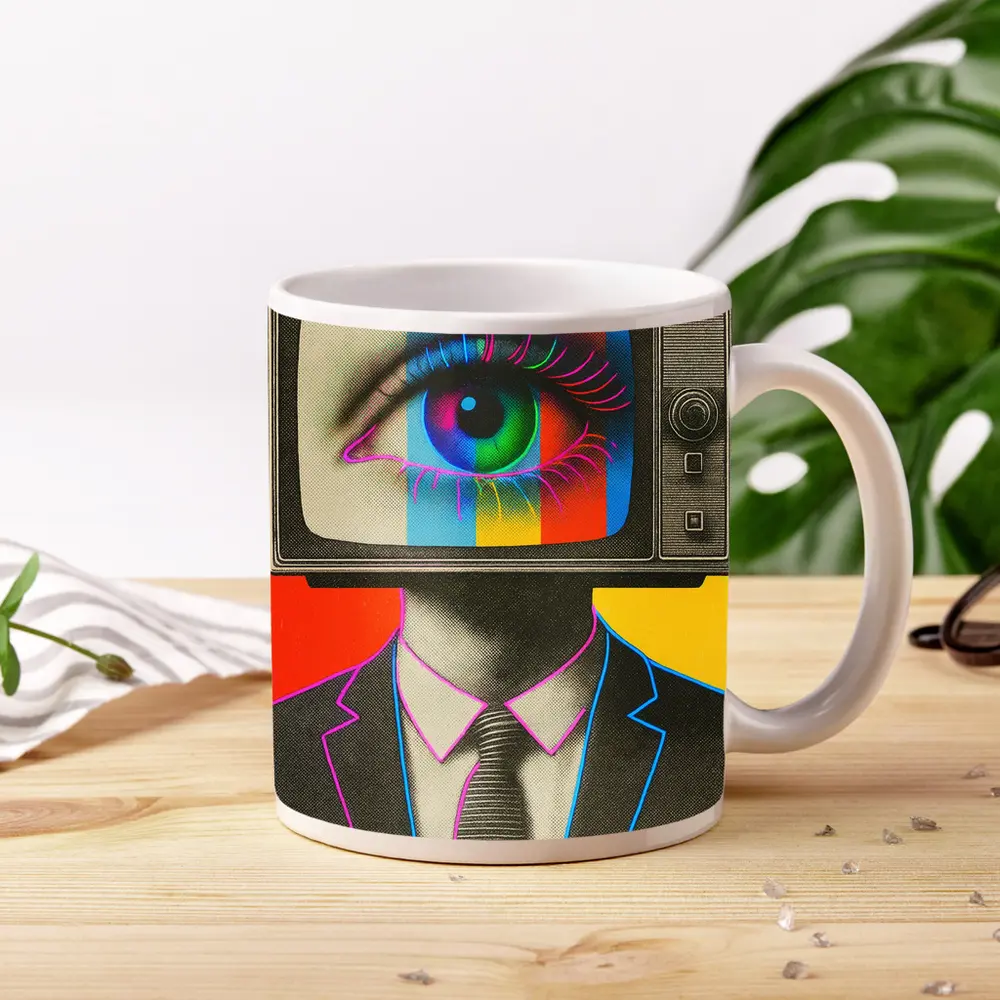 Retro TV Head Man Pop Art Surreal – Mugs