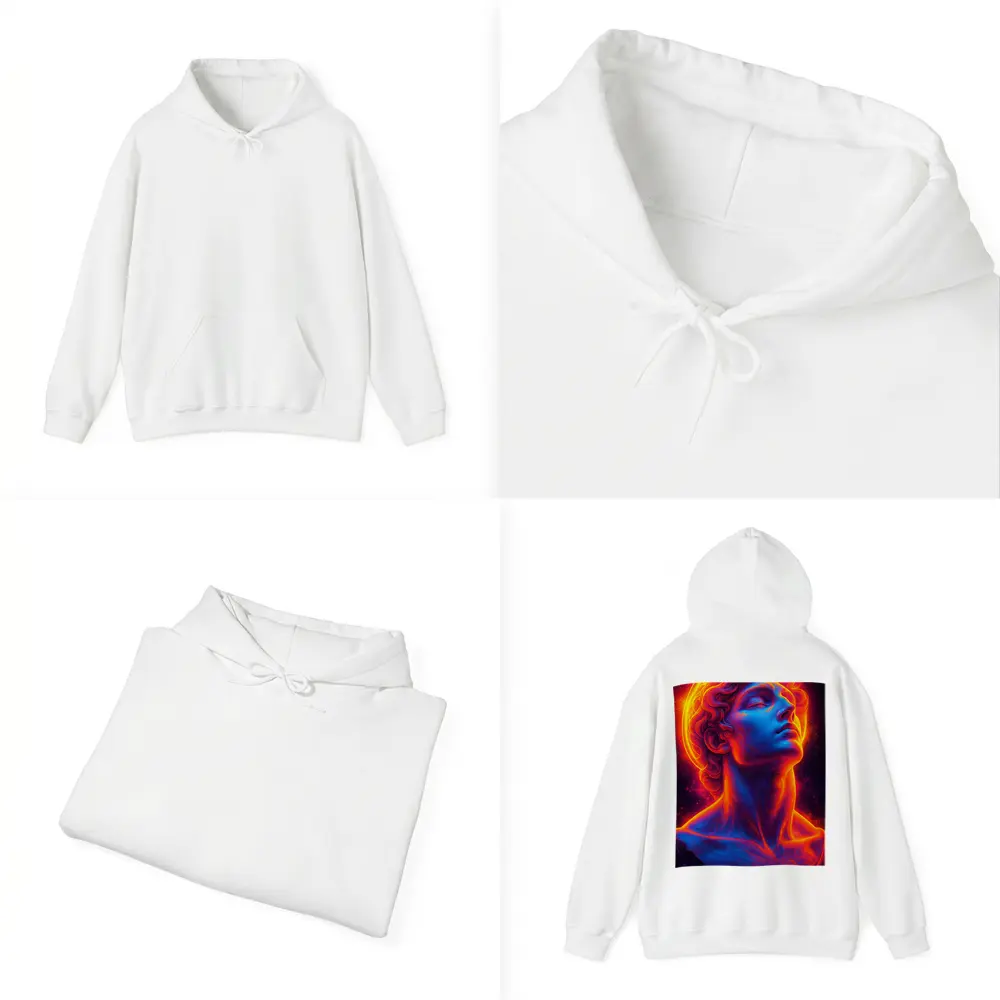 Neon Greek Statue Glowing Cosmic Light – Hoodies