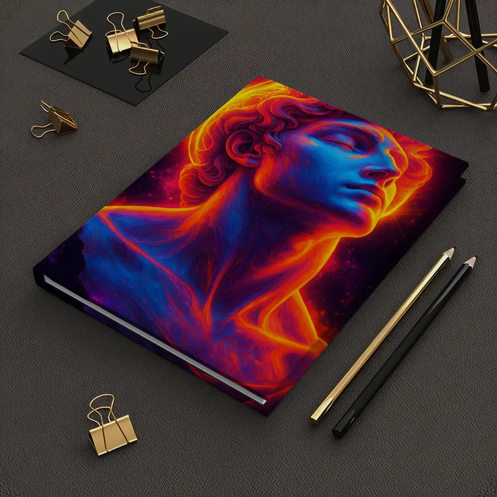 Neon Greek Statue Glowing Cosmic Light – Notebooks