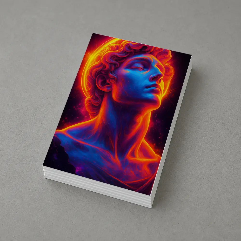 Neon Greek Statue Glowing Cosmic Light – Postcards