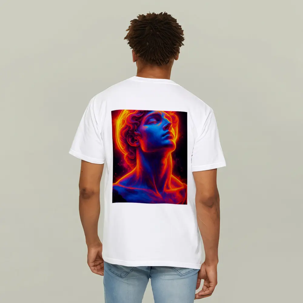 Neon Greek Statue Glowing Cosmic Light – T-Shirts