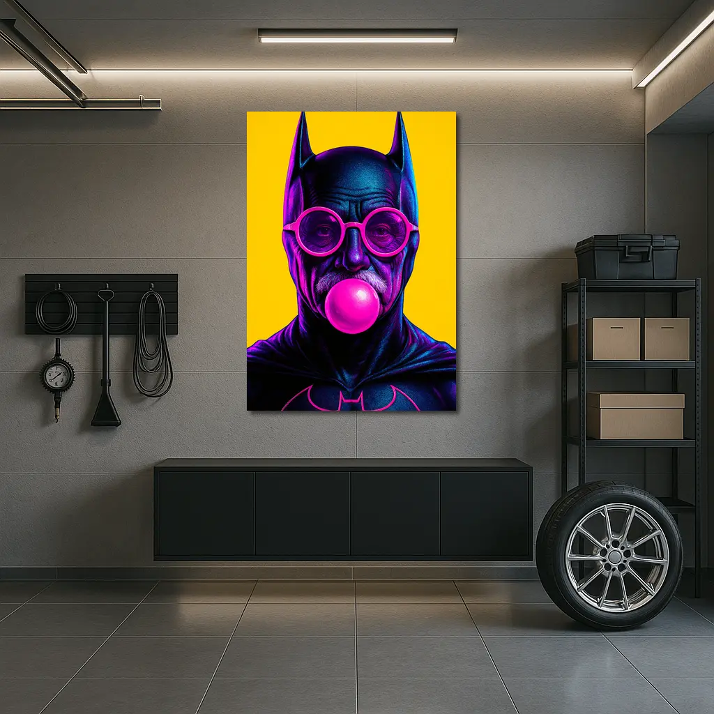 Batman Old Man Blowing Bubble Gum Yellow – Wall Art