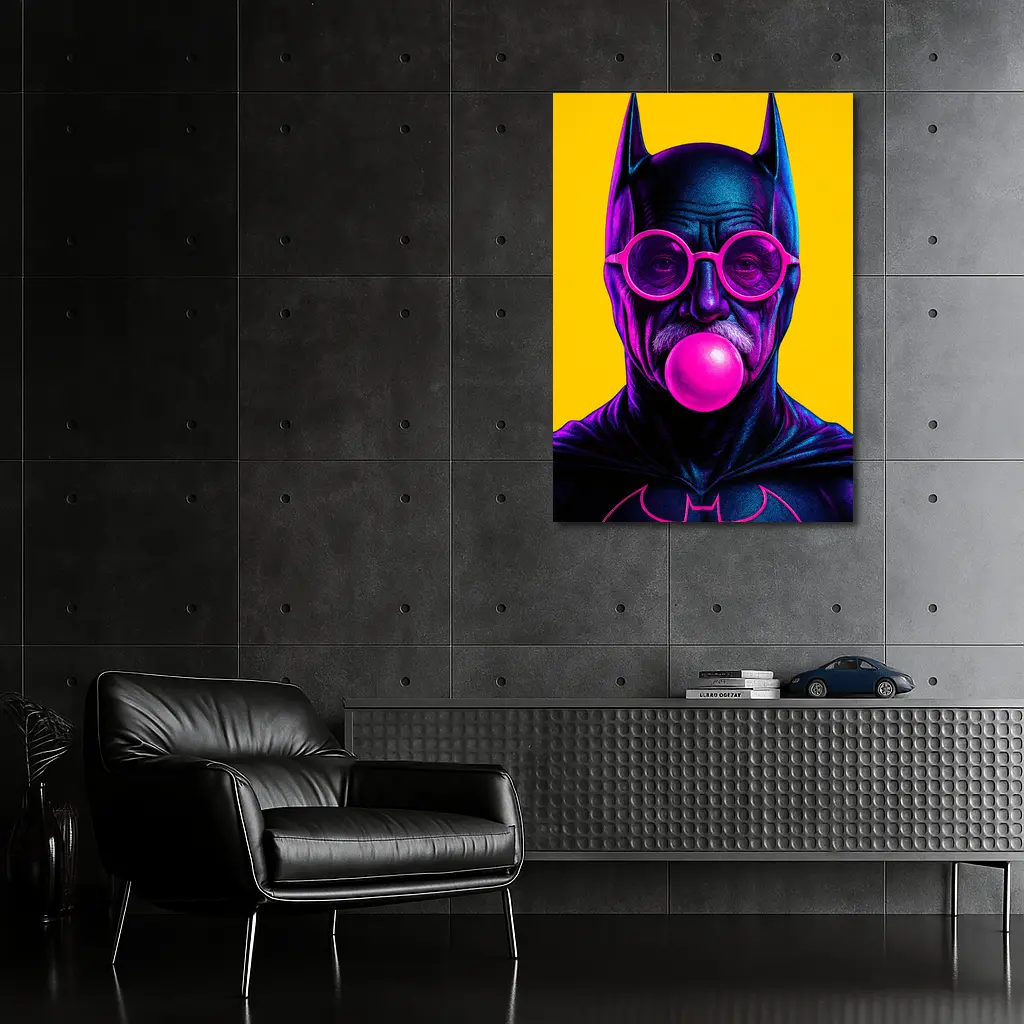 Batman Old Man Blowing Bubble Gum Yellow – Wall Art