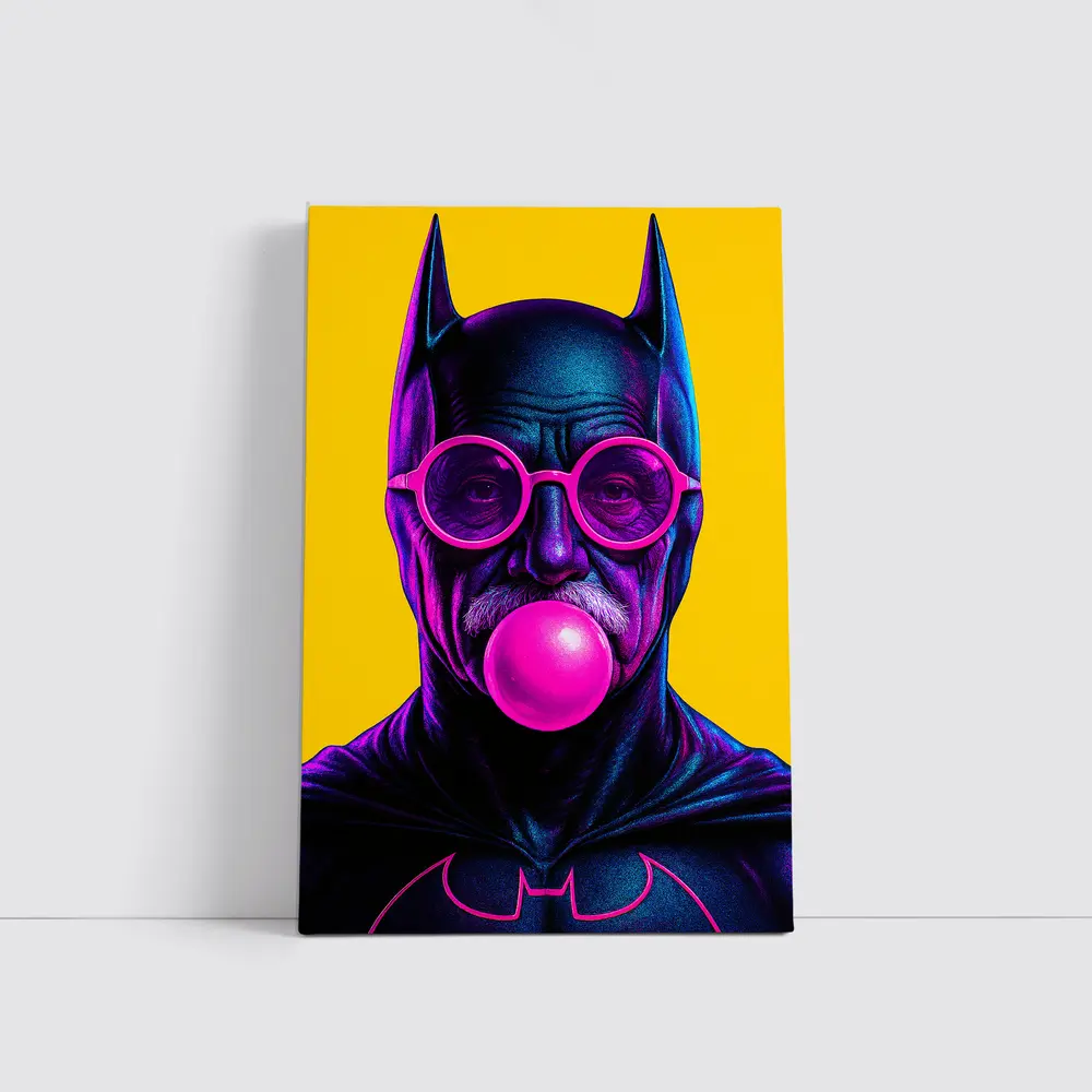 Batman Old Man Blowing Bubble Gum Yellow – Wall Art