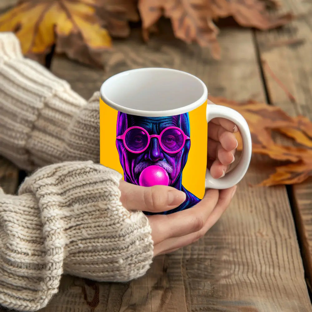 Batman Old Man Blowing Bubble Gum Yellow – Mugs