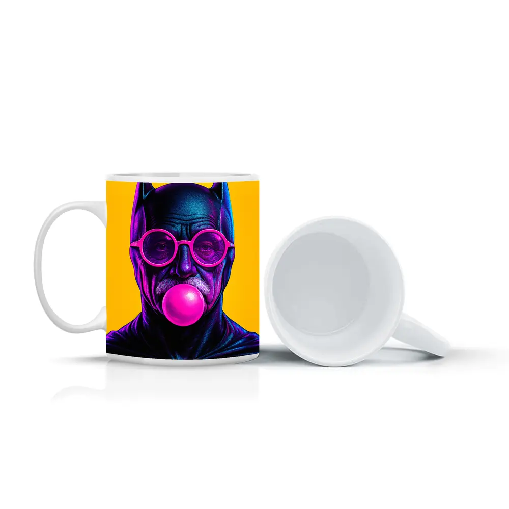 Batman Old Man Blowing Bubble Gum Yellow – Mugs