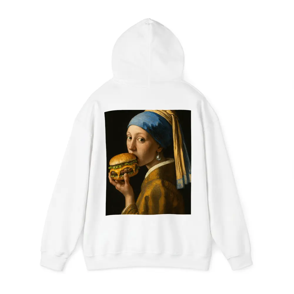 Girl With Pearl Earring Eating Burger – Hoodies