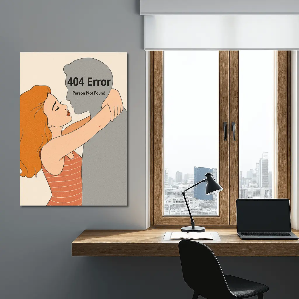404 Error Person Not Found Couple Illustration – Wall Art