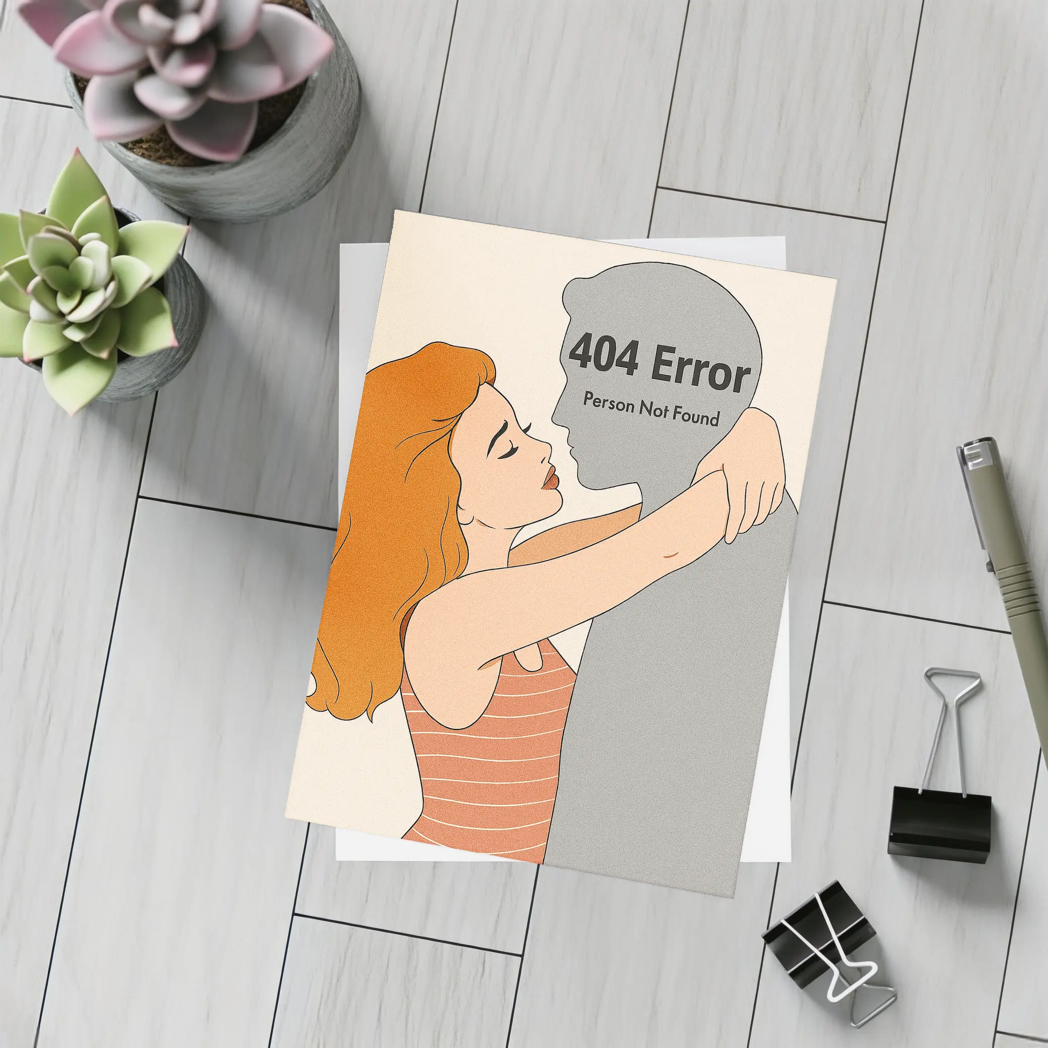 404 Error Person Not Found Couple Illustration – Postcards