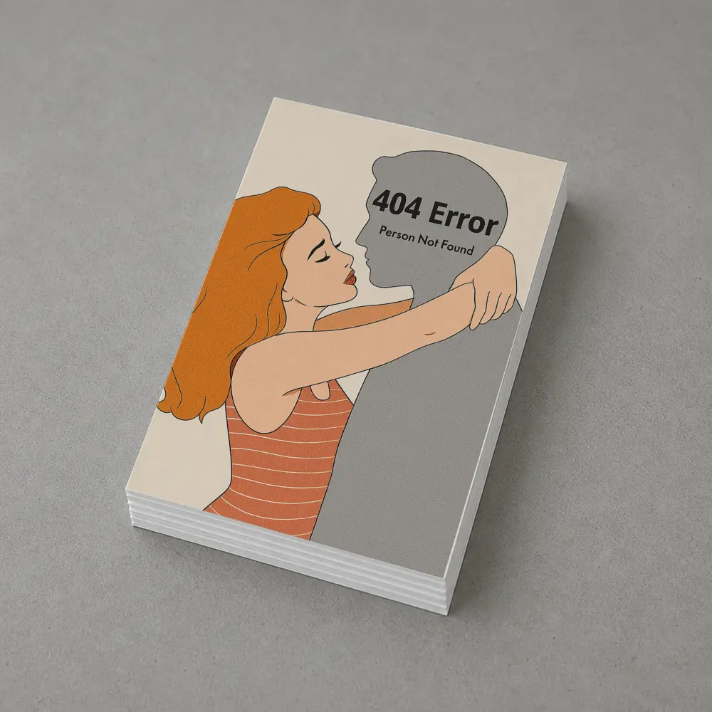 404 Error Person Not Found Couple Illustration – Postcards