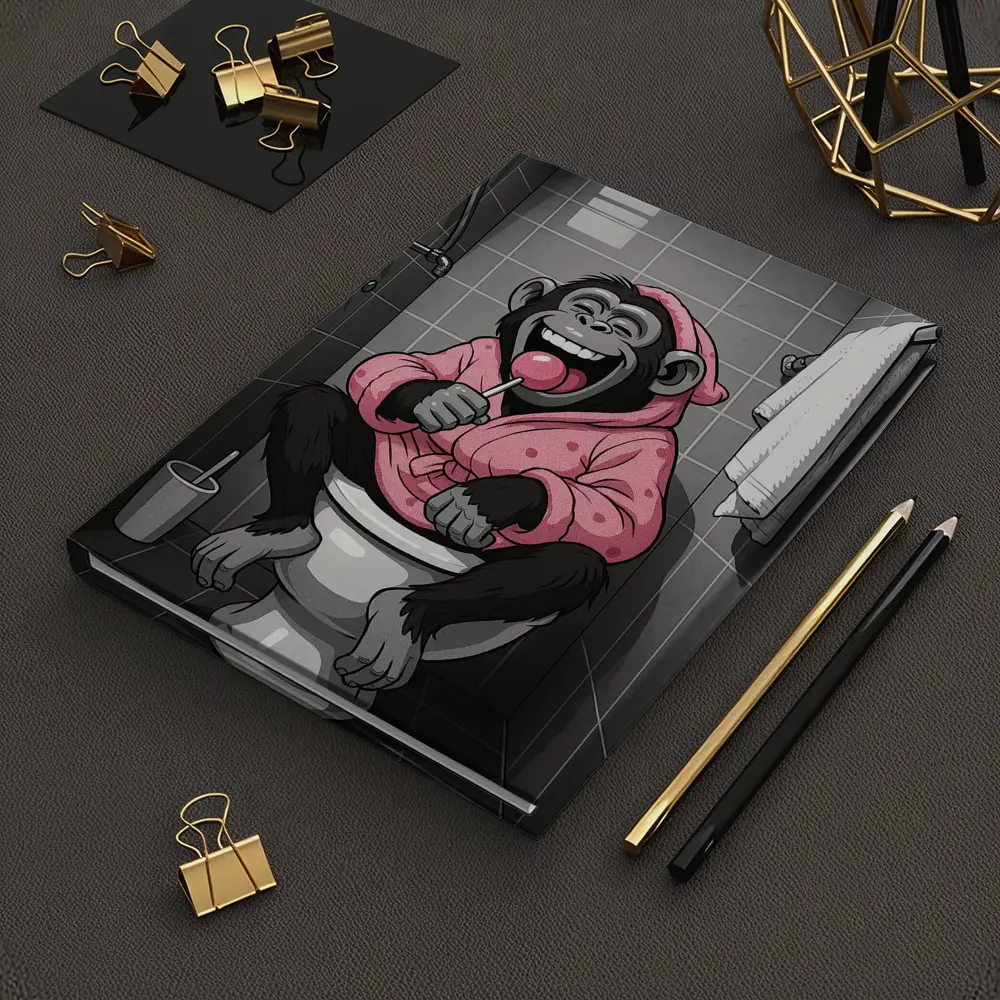 Laughing Monkey Pink Hoodie Bathroom Cartoon – Notebooks