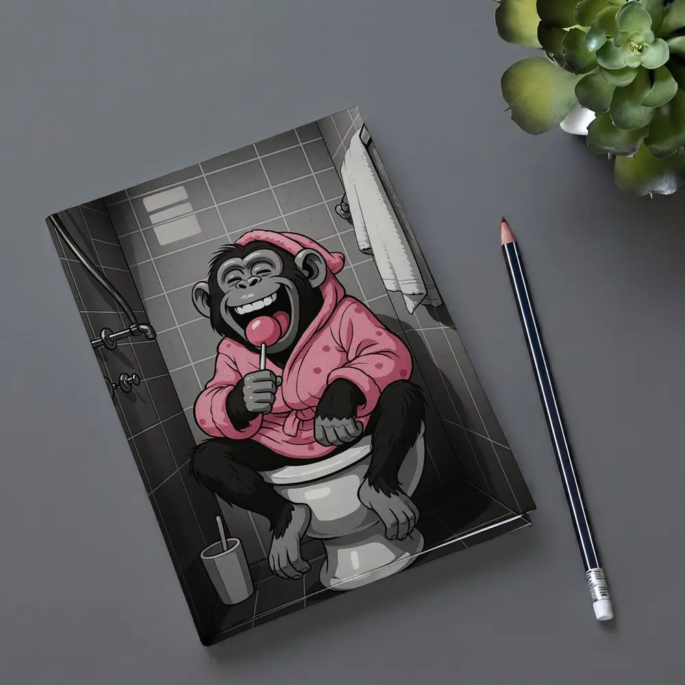 Laughing Monkey Pink Hoodie Bathroom Cartoon – Notebooks