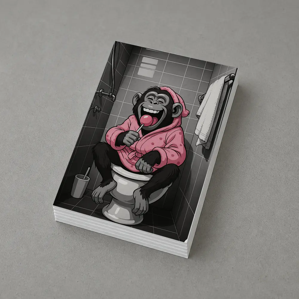 Laughing Monkey Pink Hoodie Bathroom Cartoon – Postcards