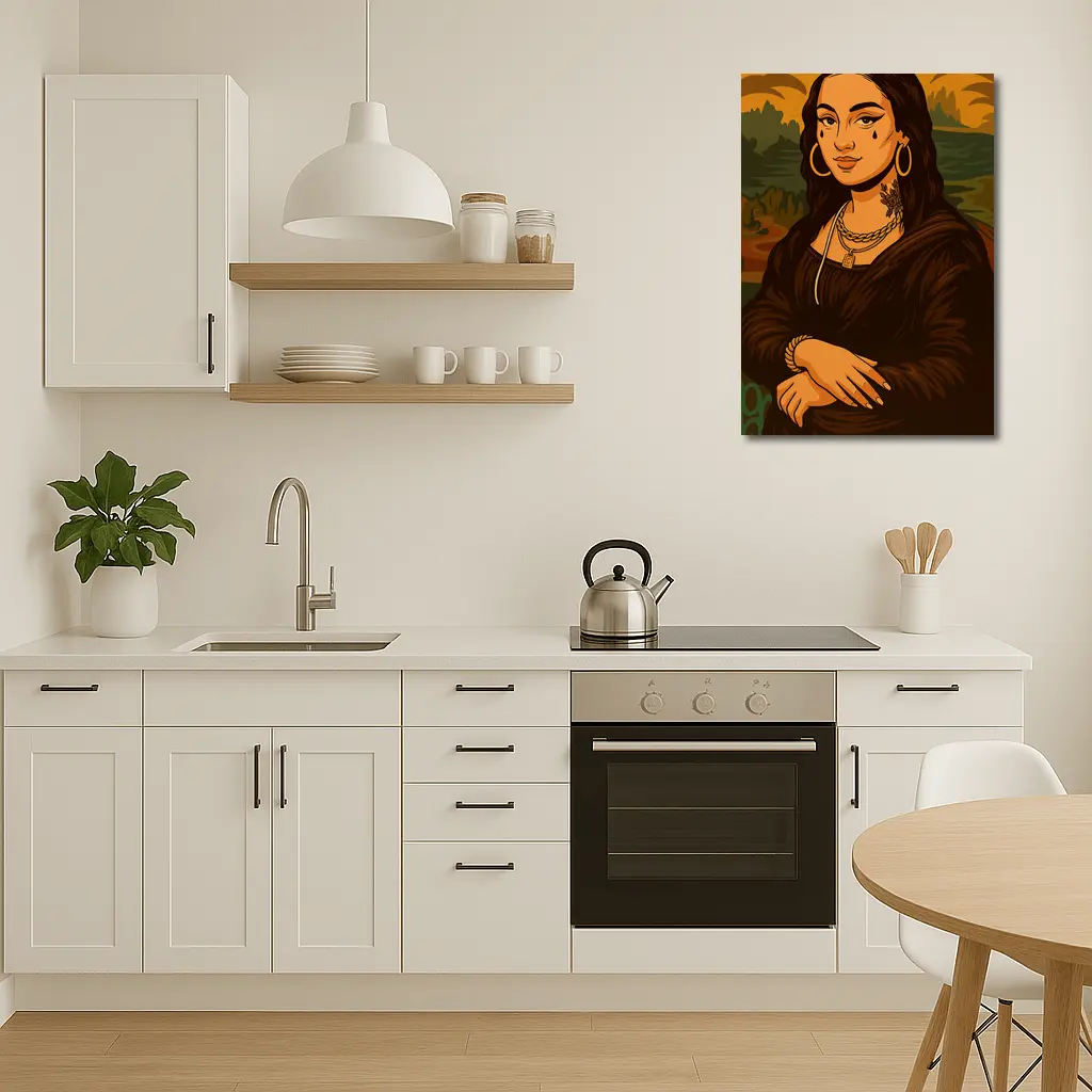 Mona Lisa Urban Streetwear Gold Jewelry Illustration – Wall Art