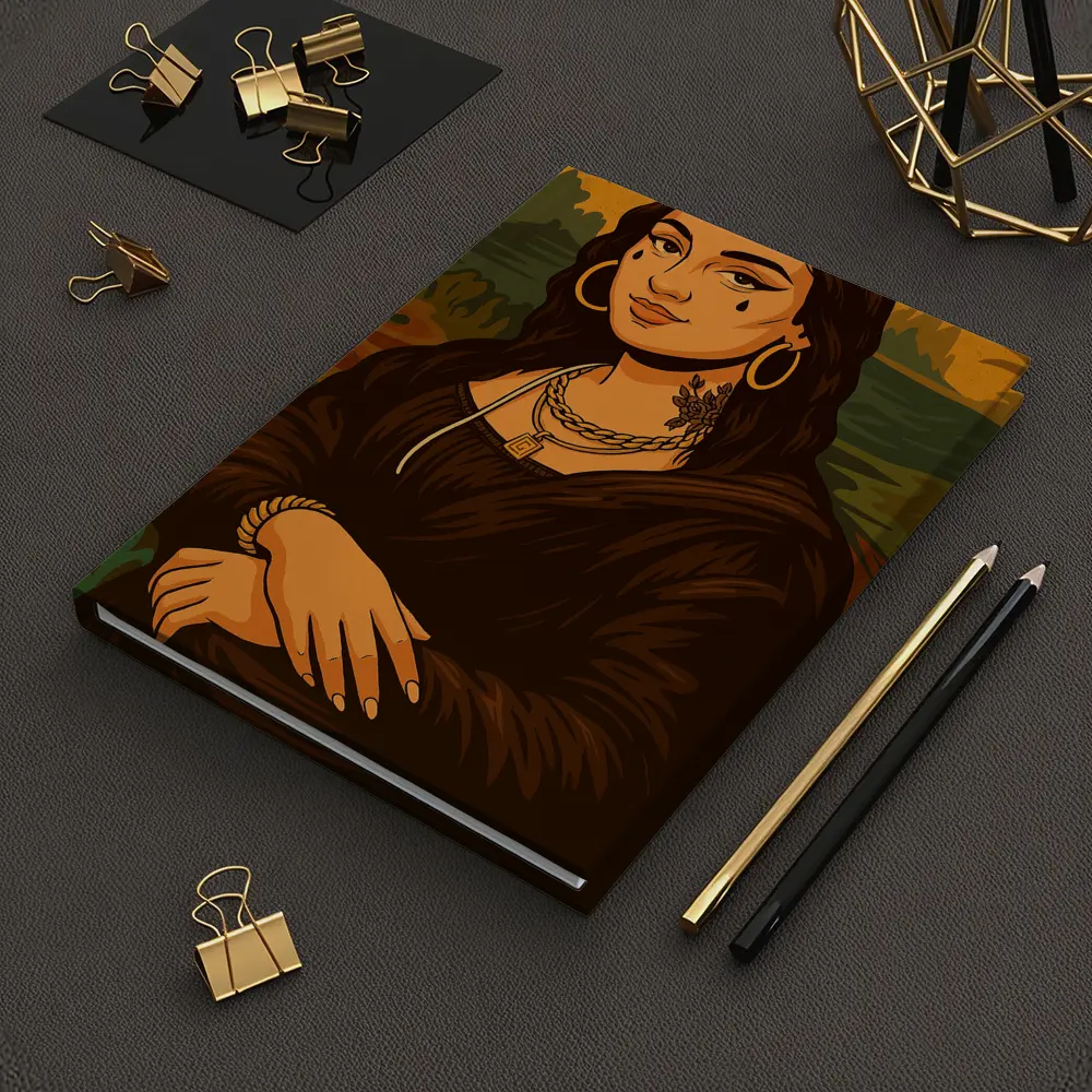 Mona Lisa Urban Streetwear Gold Jewelry Illustration – Notebooks