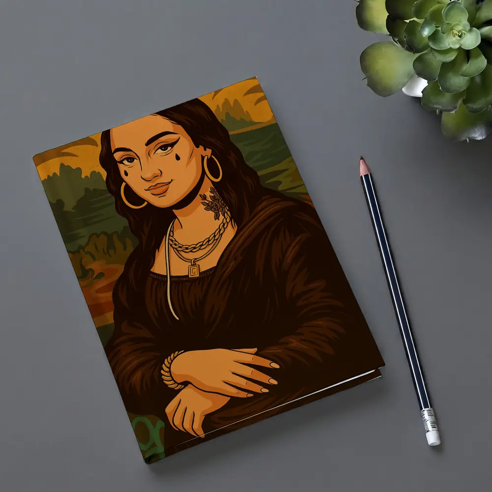 Mona Lisa Urban Streetwear Gold Jewelry Illustration – Notebooks