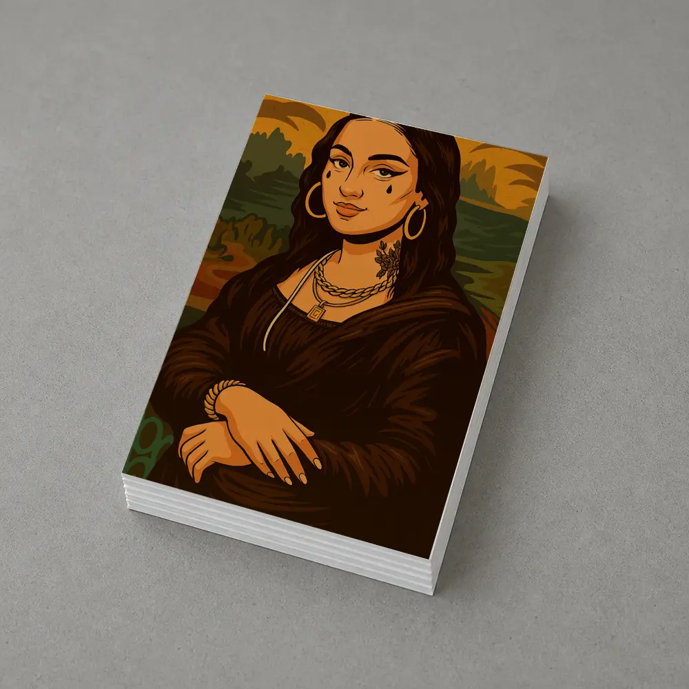 Mona Lisa Urban Streetwear Gold Jewelry Illustration – Postcards