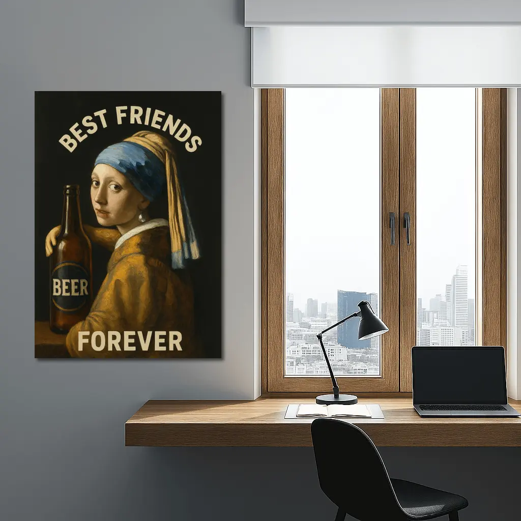 Girl With Pearl Earring Beer Best Friends – Wall Art