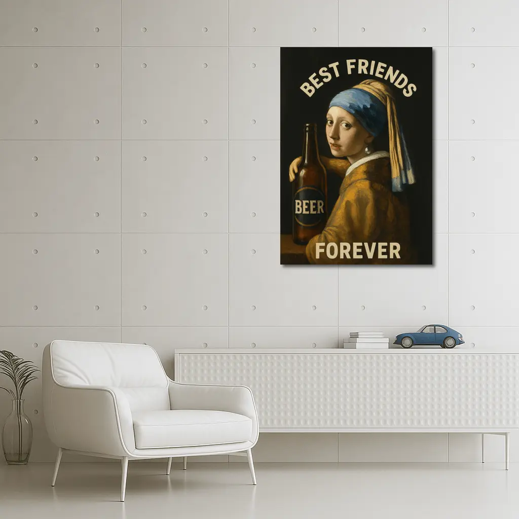 Girl With Pearl Earring Beer Best Friends – Wall Art