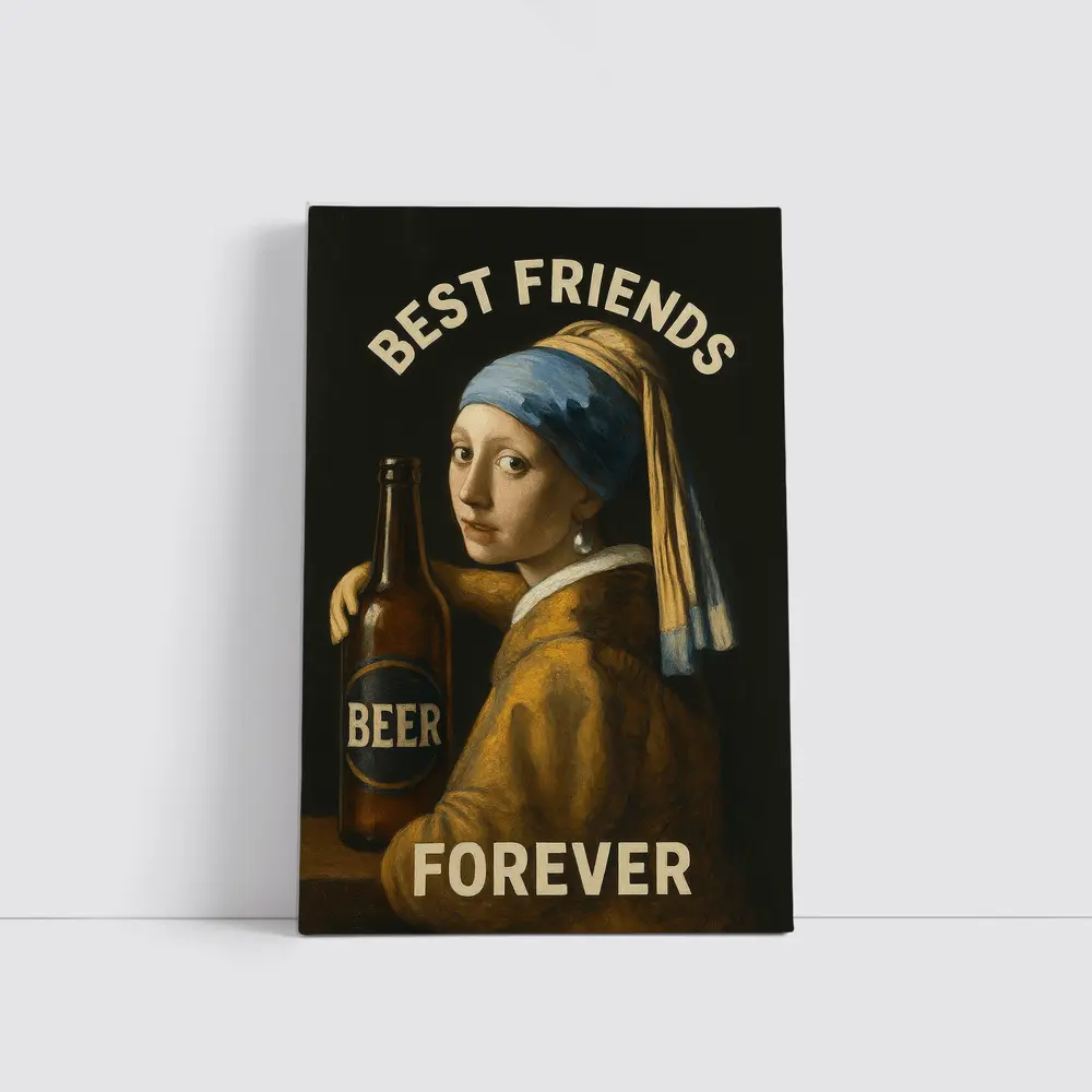 Girl With Pearl Earring Beer Best Friends – Wall Art
