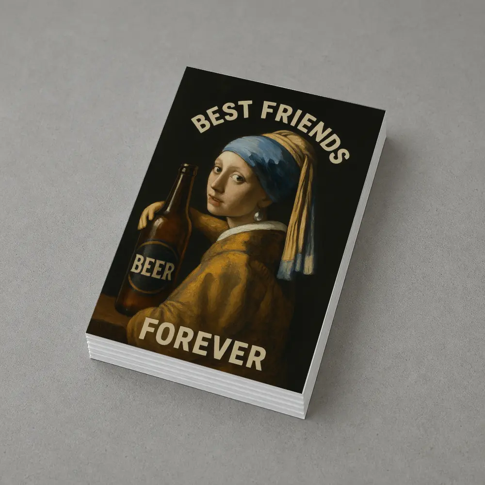 Girl With Pearl Earring Beer Best Friends – Postcards