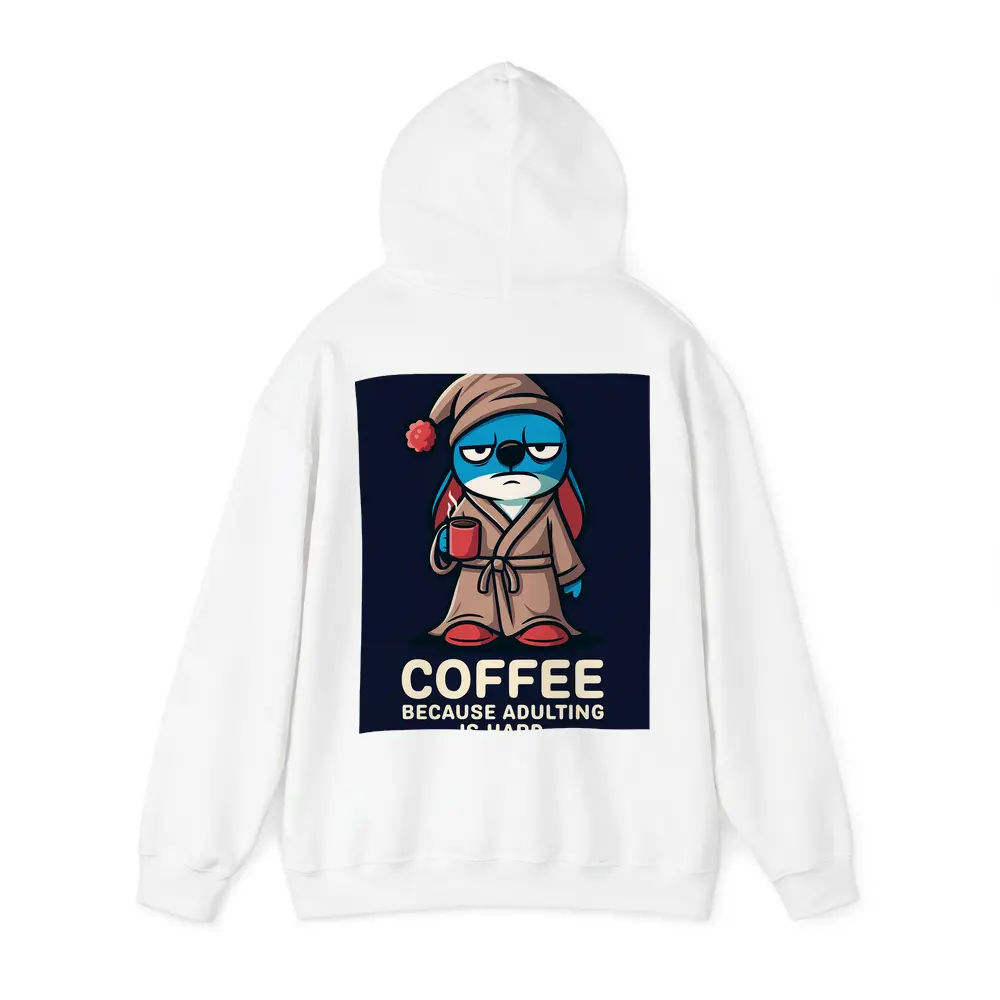 Grumpy Cartoon Penguin Coffee Because Adulting Hard – Hoodies