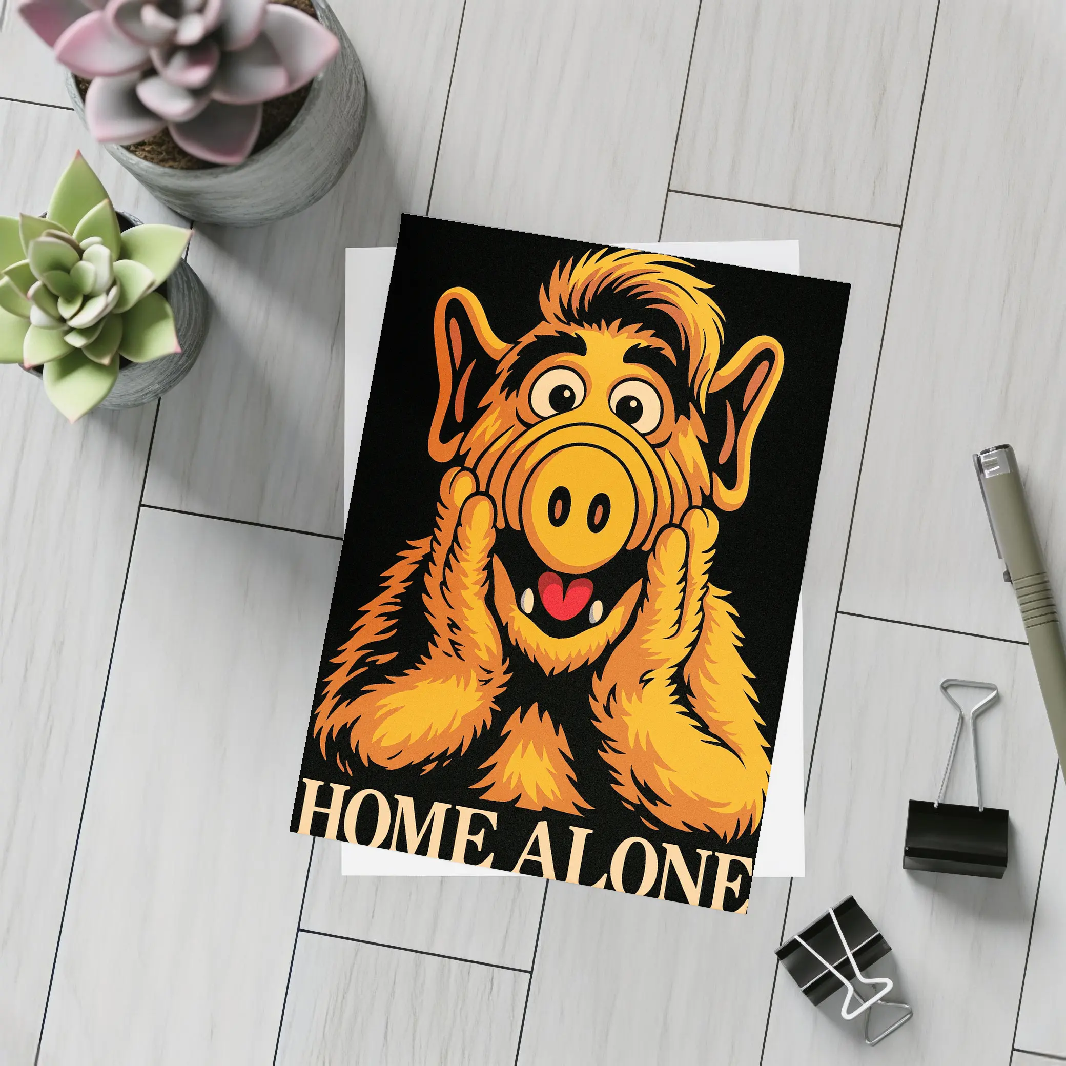 ALF Home Alone Funny Retro Black Art – Postcards