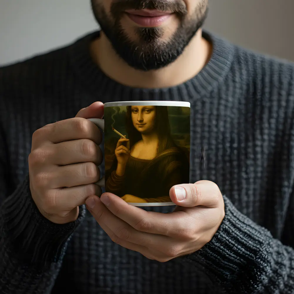 Mona Lisa Smoking Joint Classic Art – Mugs