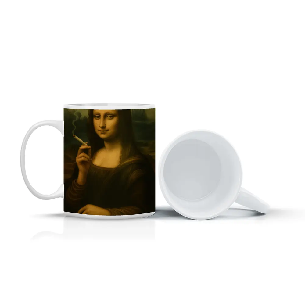 Mona Lisa Smoking Joint Classic Art – Mugs