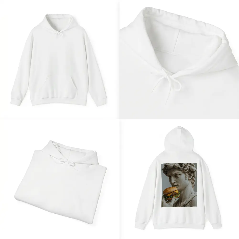 Greek Marble Statue Eating Cheeseburger Art – Hoodies