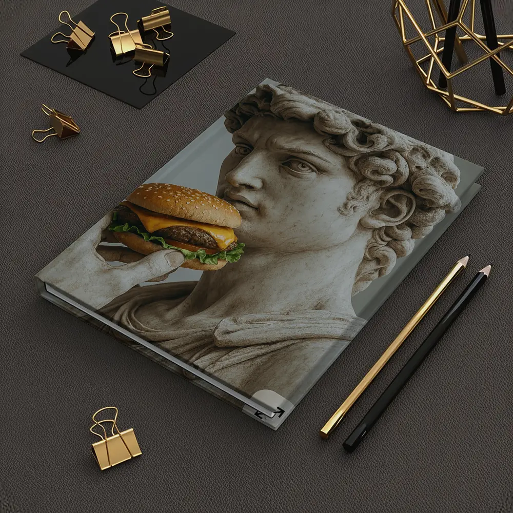 Greek Marble Statue Eating Cheeseburger Art – Notebooks