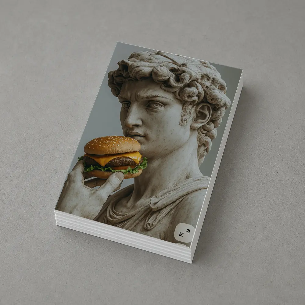 Greek Marble Statue Eating Cheeseburger Art – Postcards