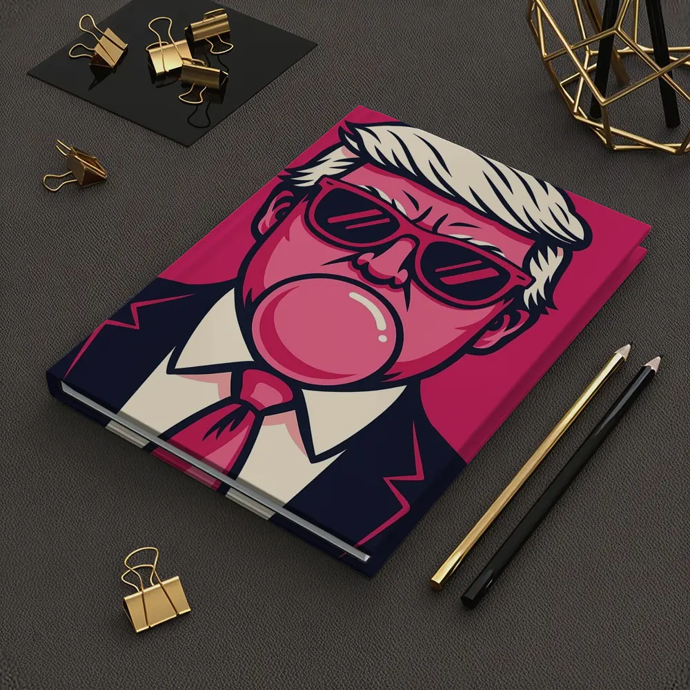 Pop Art Political Figure Blowing Bubblegum Pink – Notebooks