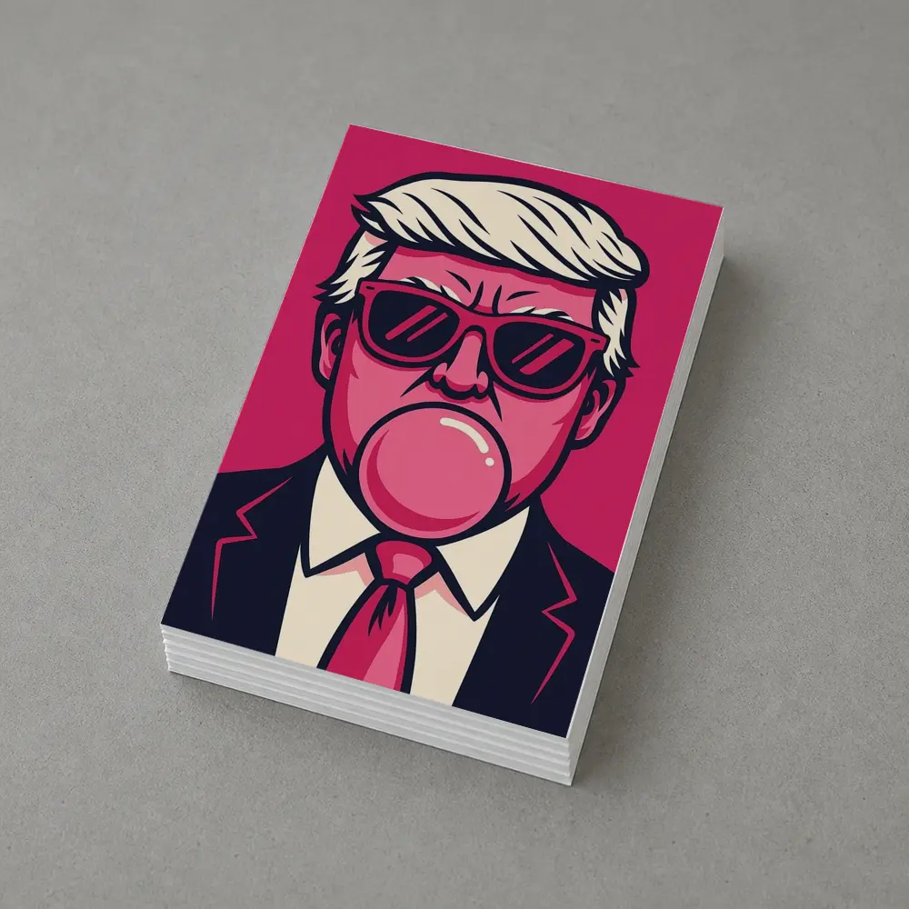 Pop Art Political Figure Blowing Bubblegum Pink – Postcards