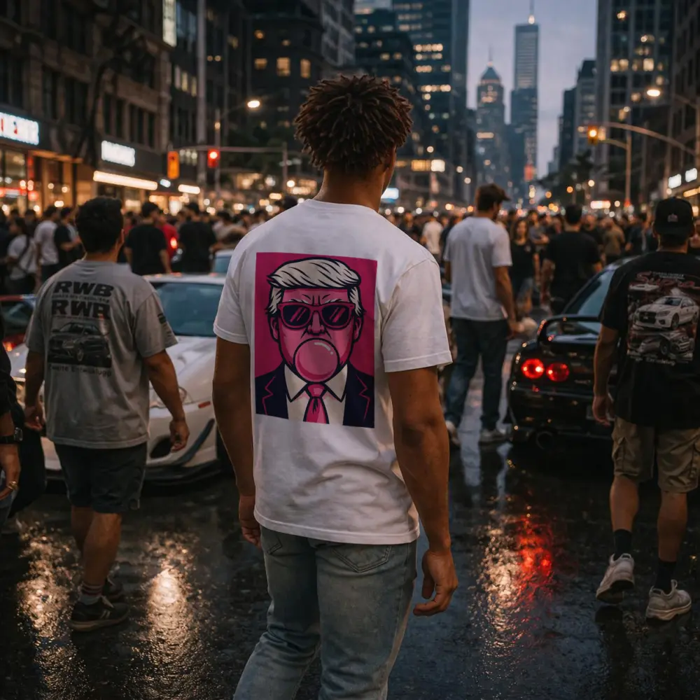 Pop Art Political Figure Blowing Bubblegum Pink – T-Shirts