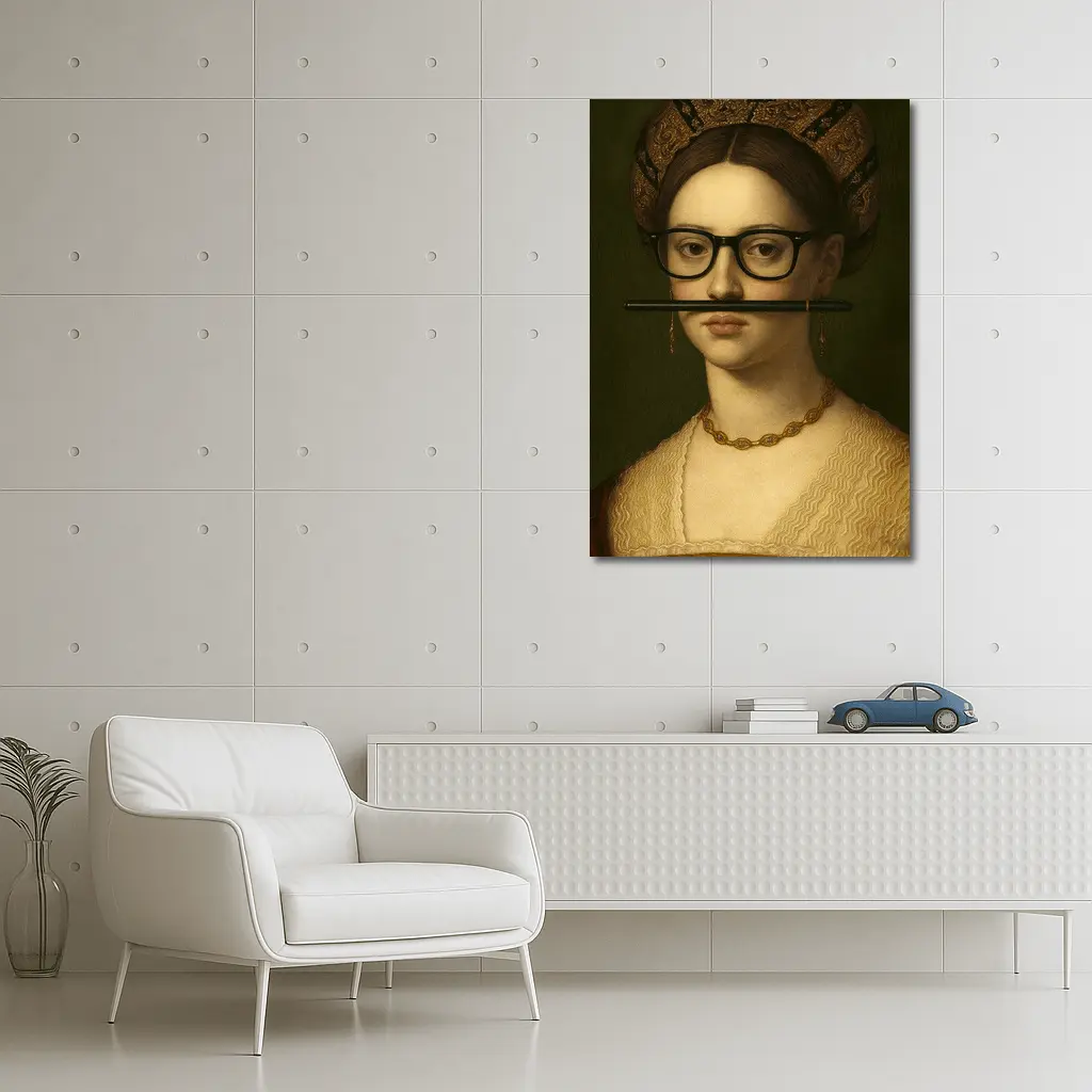 Renaissance Woman Portrait With Glasses Pencil – Wall Art
