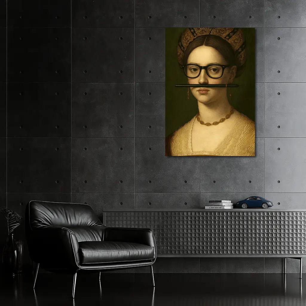 Renaissance Woman Portrait With Glasses Pencil – Wall Art