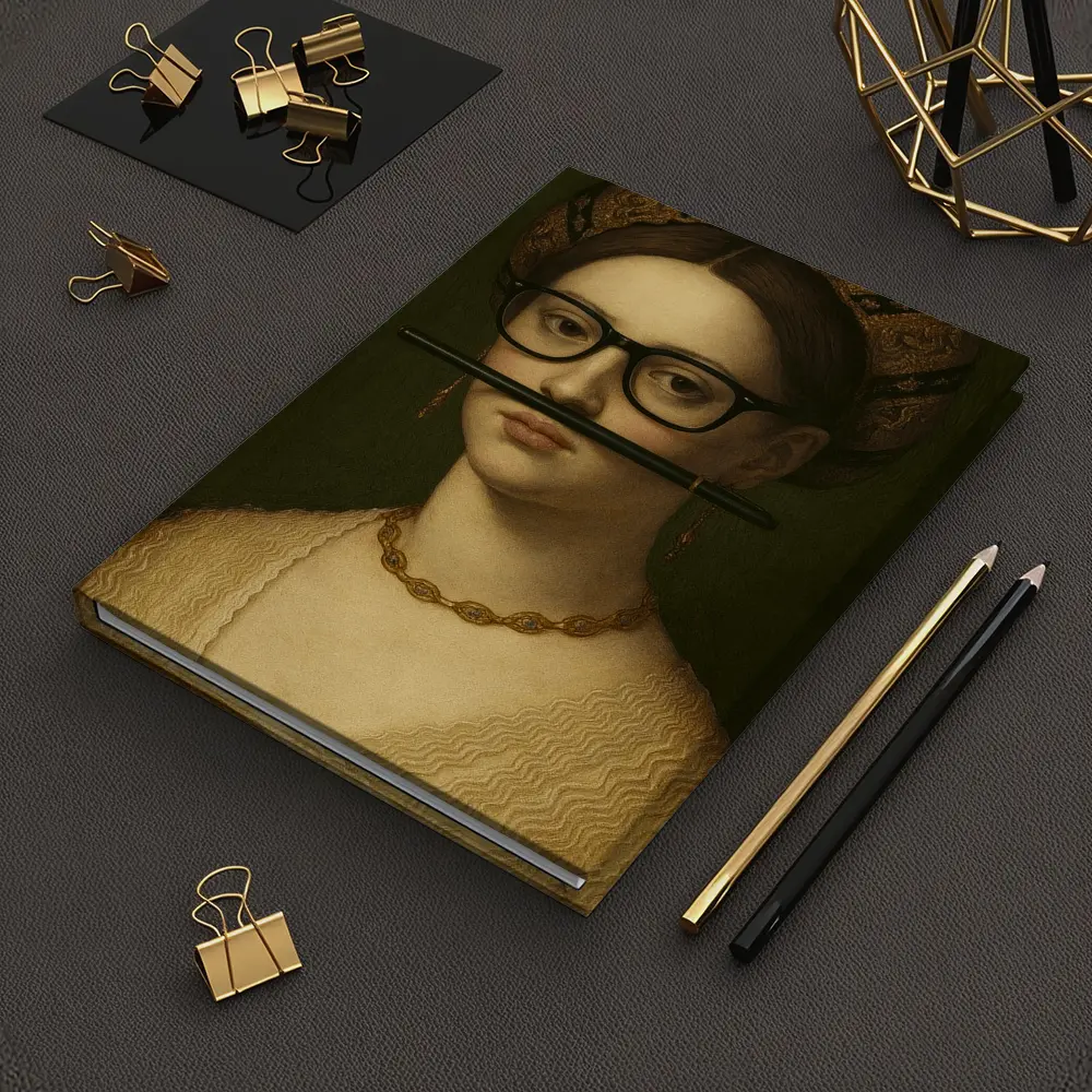 Renaissance Woman Portrait With Glasses Pencil – Notebooks