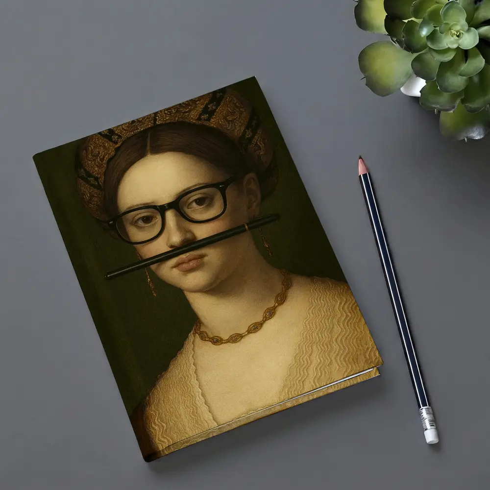 Renaissance Woman Portrait With Glasses Pencil – Notebooks