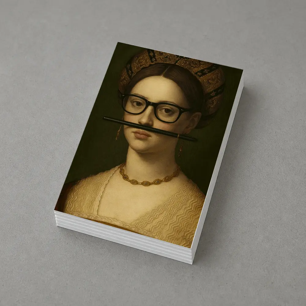 Renaissance Woman Portrait With Glasses Pencil – Postcards