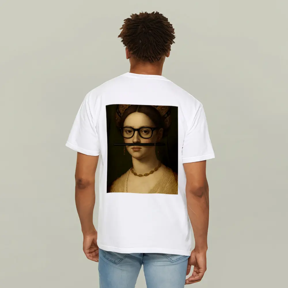 Renaissance Woman Portrait With Glasses Pencil – T-Shirts